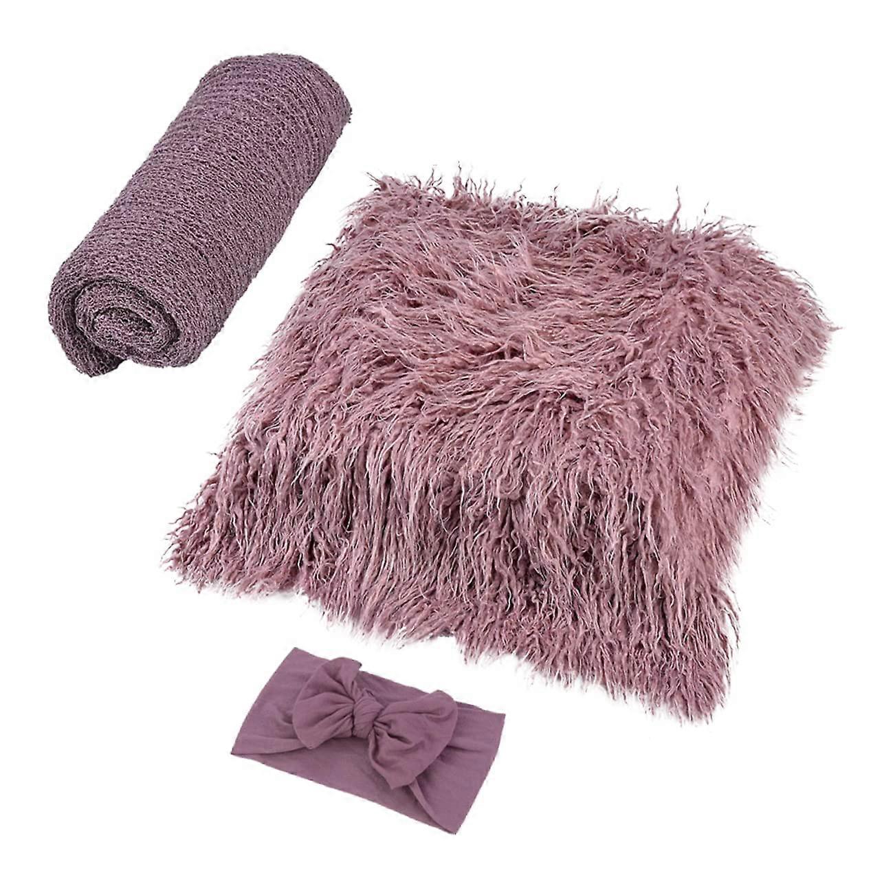 Photo Prop 1 Set Soft Blanket Wrap And Bowknot Headband One Size For Baby Photography Shoots