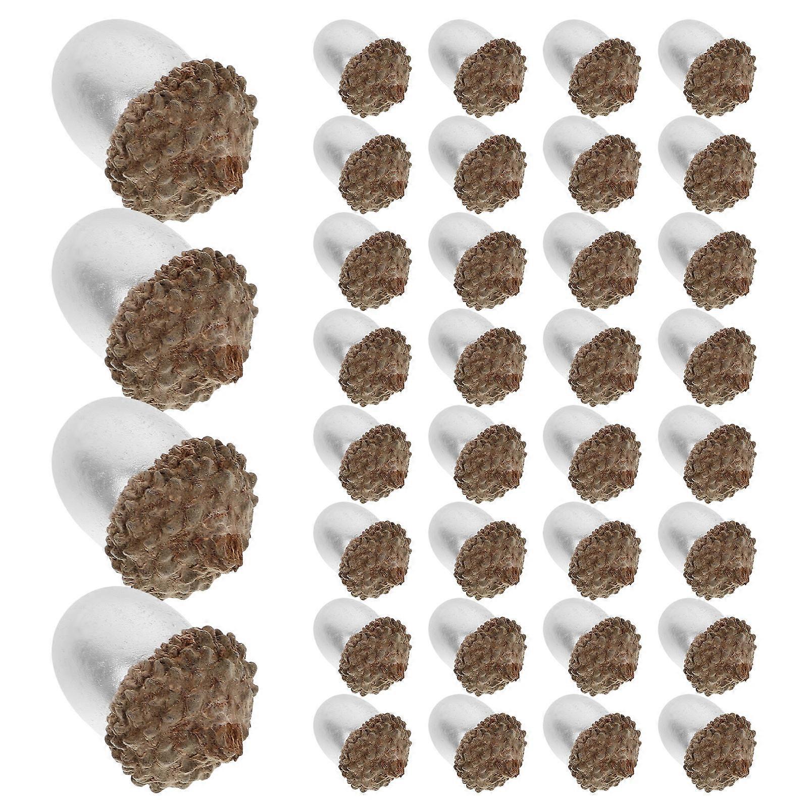 Lifelike Acorn Decorations for Crafts with 50Pcs Artificial Foam Acorns