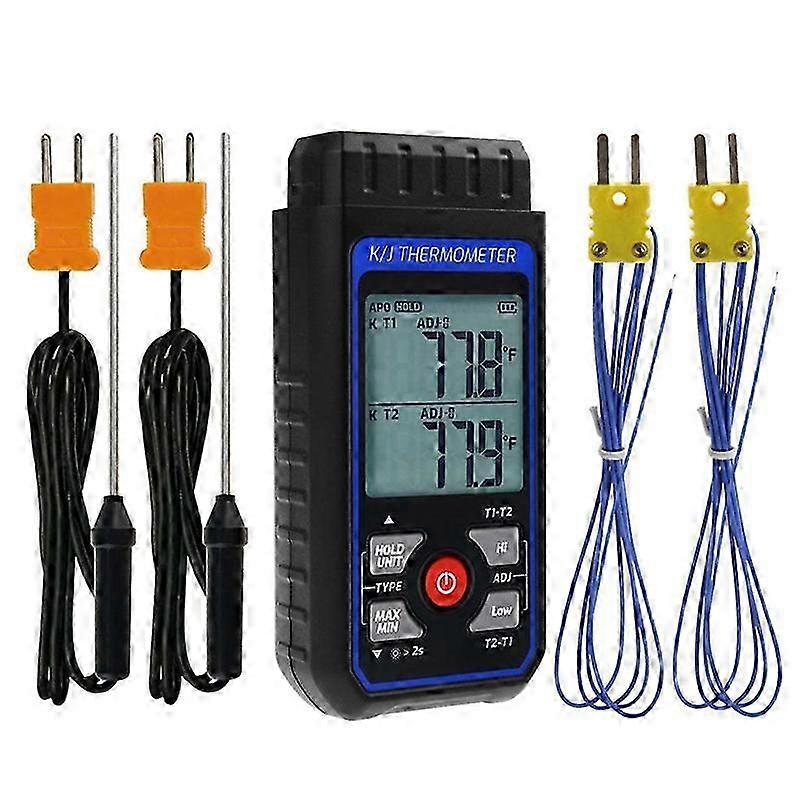 K Type Thermometer with 4 Thermocouples, -328-2500℉ Measuring Range