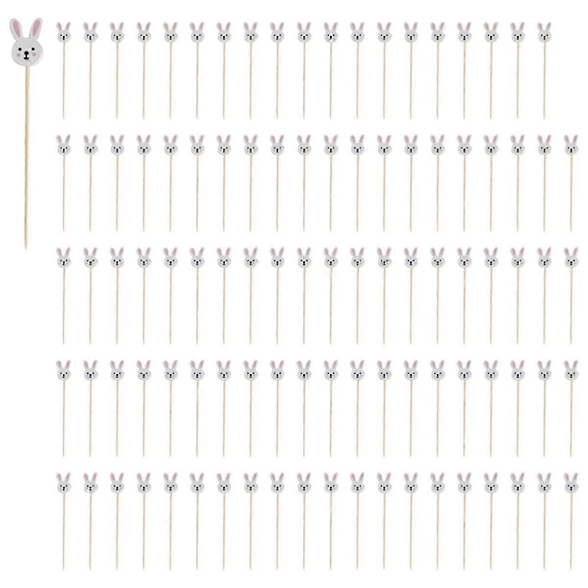 100Pcs Easter Disposable Bamboo Skewers Easter Eggs Fruit Fork