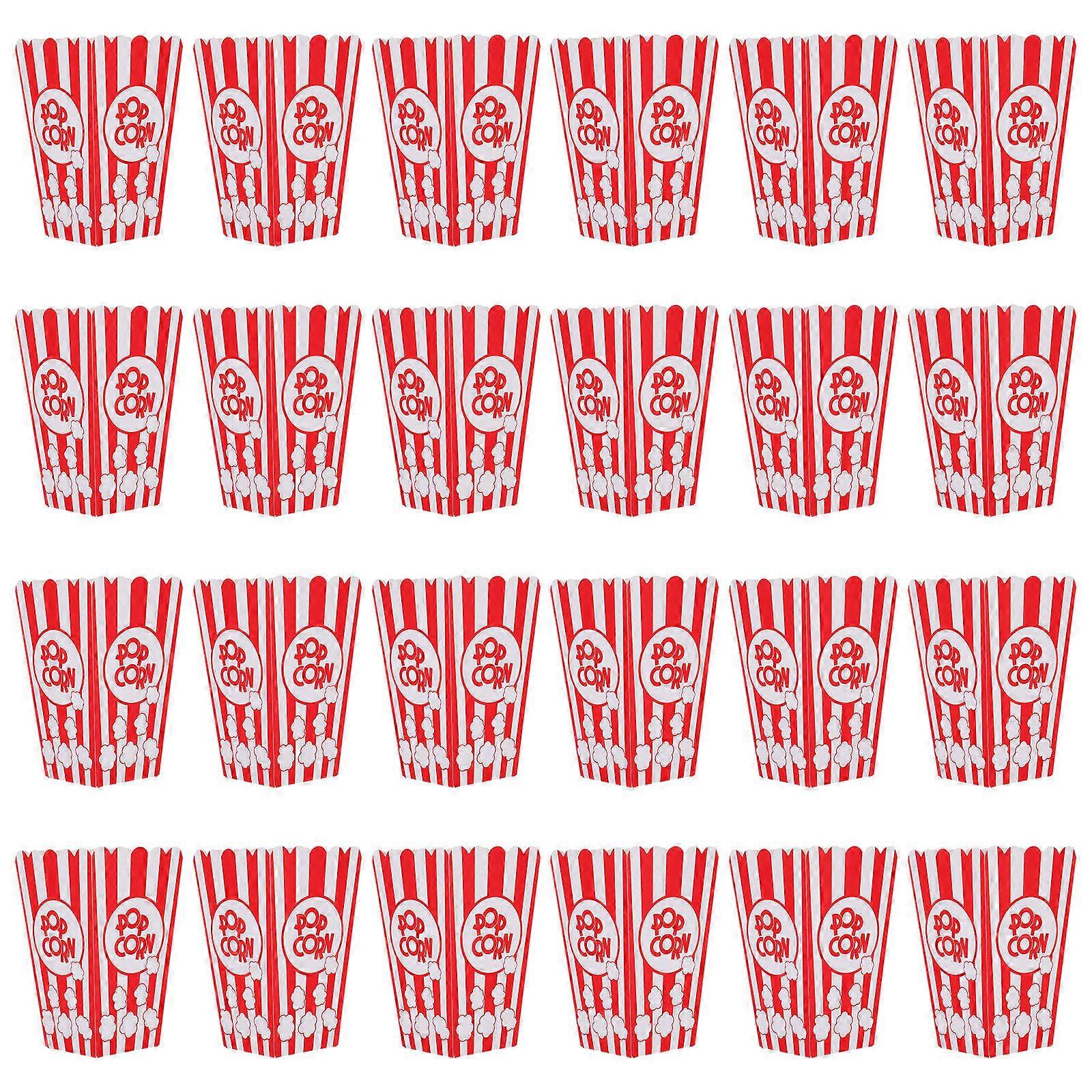 Red Paper Popcorn Buckets for Storage Use 24Pcs Party Snack Containers