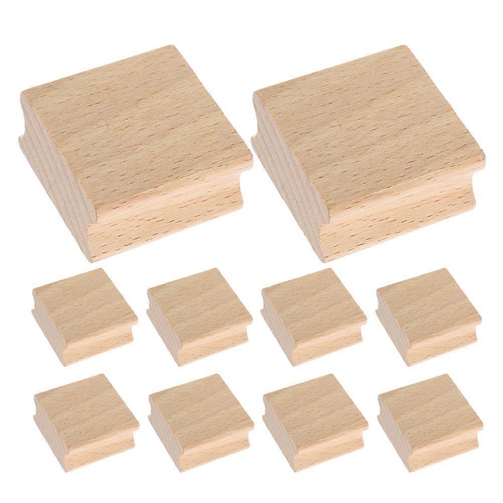 12 Pcs Blank Wood Stamp Mounts For Creative Projects Ideal For Crafters And Artists With Square Shape And Carving Function