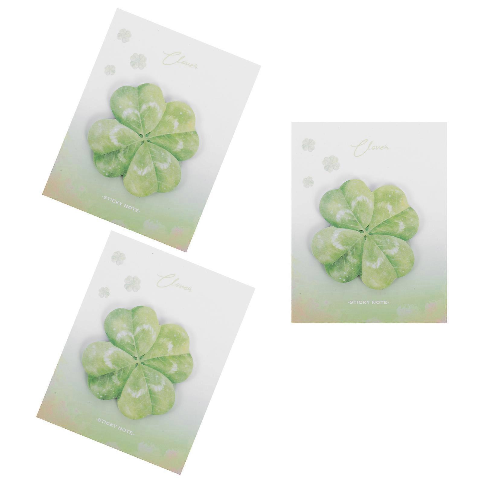 St Patrick's Day Clover Notepads for Writing 3Pcs Adhesive Memo Pads