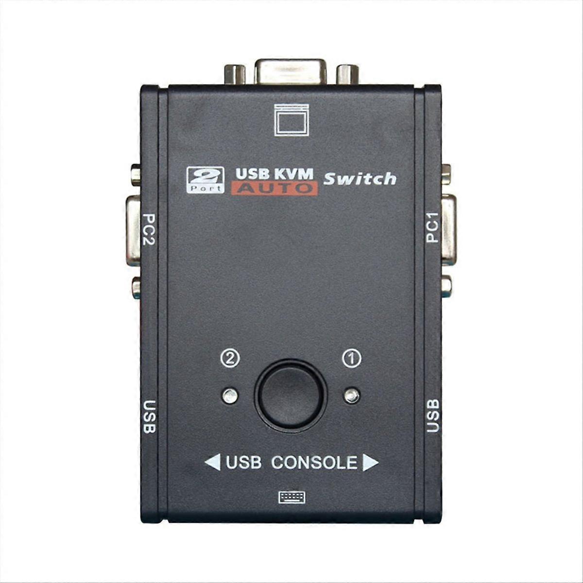 VGA KVM-svitsj 2 porter VGA-splitter for mus Tastatur Skriver Deling Bryter Box Adapter 2 i 1 ut KVM-svitsj