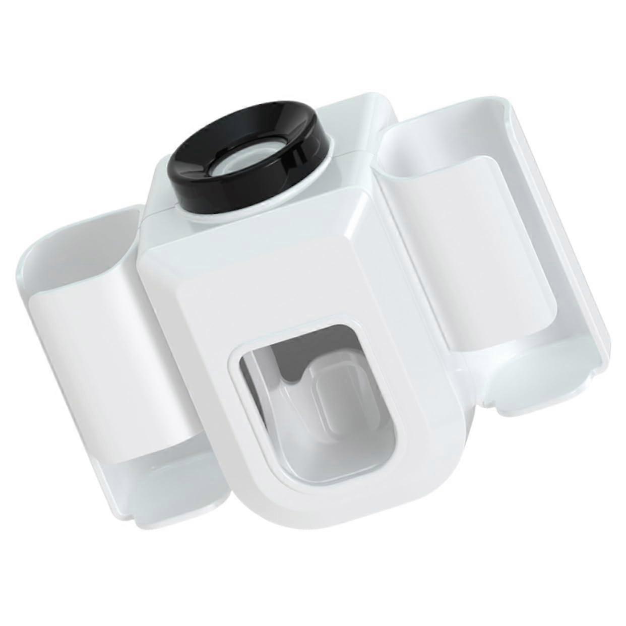 Wall Mounted Toothpaste Dispenser with TPE Toothbrush Holder NoDrill Automatic Squeezer Shelf for Bathroom and Kitchen Organization