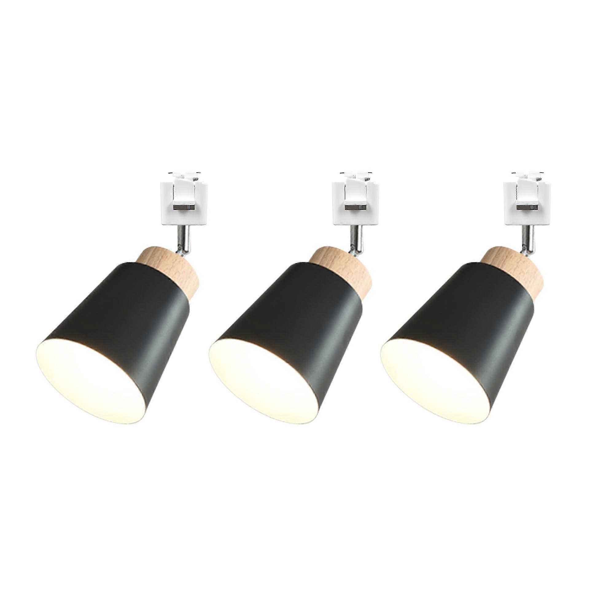 3Pcs Black Adjustable Track Lighting Fixtures 90° Tilt 350° Rotation E26 Base for Kitchen Gallery