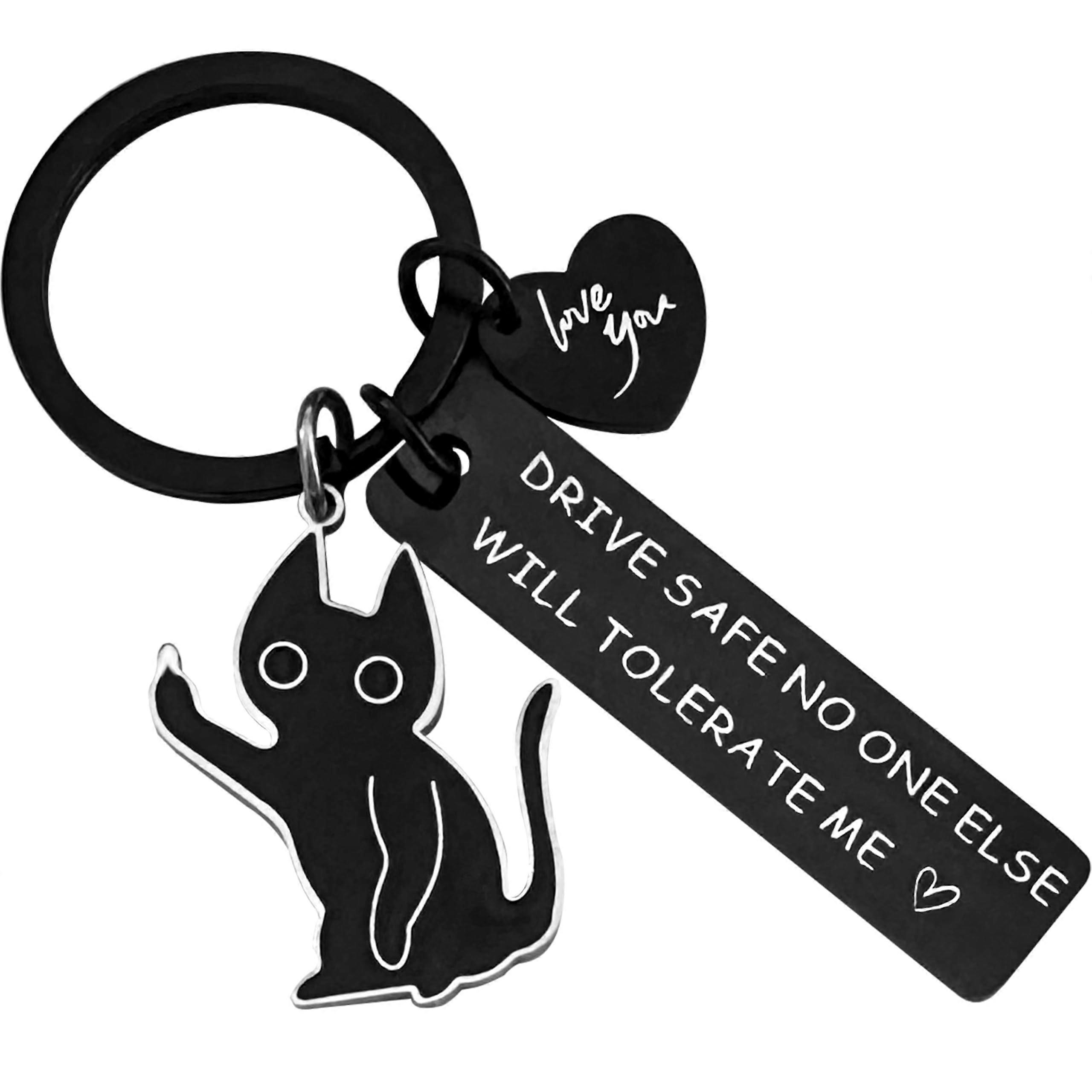 Unique Gothic Black Cat Keychain with Durable Zinc Alloy Pendant for Backpack or Handbag