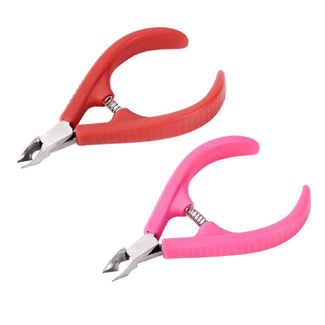 2pcs Professional Cuticle Nipper Manicure Tools with Ergonomic Plastic Handle for Nail Care and Pedicure