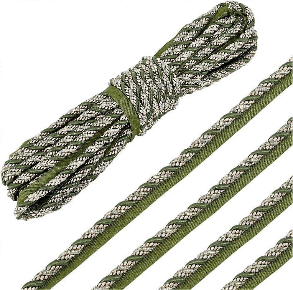 13.67 Yards Twisted Lip Green Cord Trim for Upholstery 11mm Polyester Twisted Cord with Lip for Costume DIY Crafts Decoration Cushion Curtain Tieback
