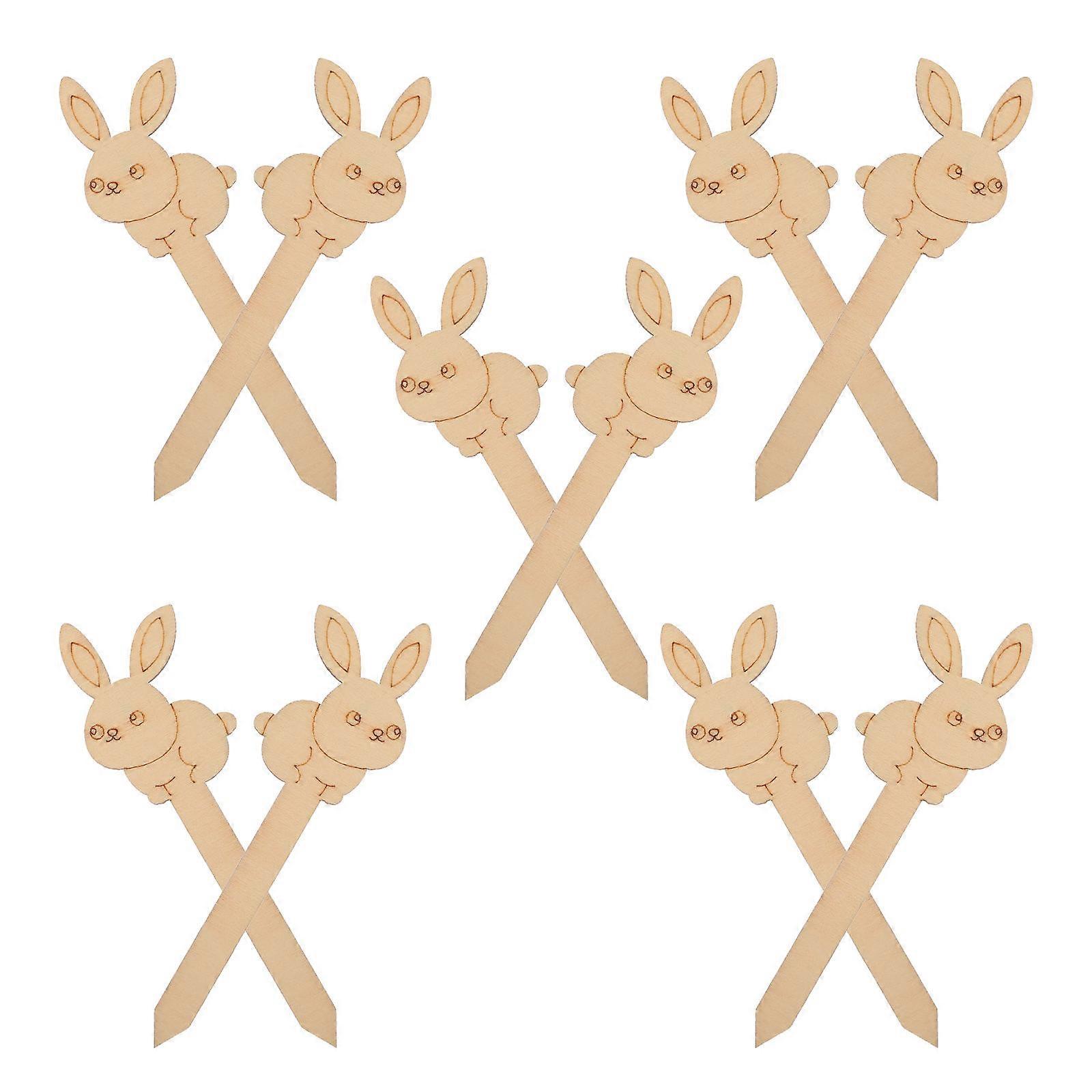 Wood Rabbit Bookmarks for Craft 10Pcs Easter Bunny Page Separators
