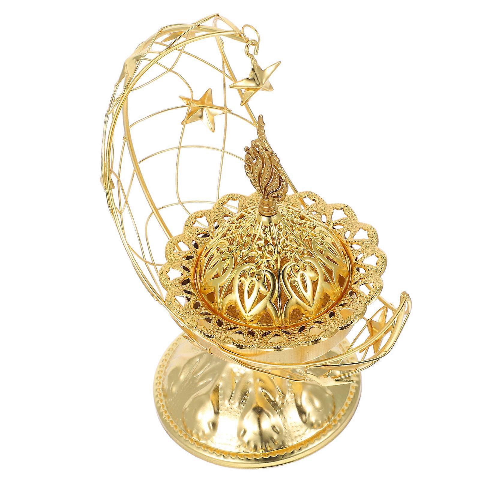 Golden Iron Arabic Incense Burner for Eid Mubarak Table Decorations