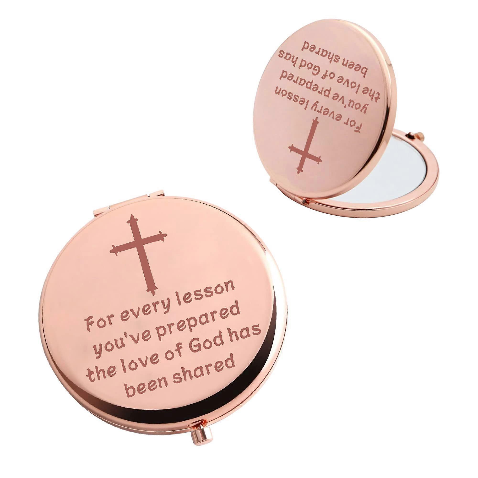 Christian Teacher Gift Compact Mirror with Dual Magnification View, Inspirational Design, GiftReady