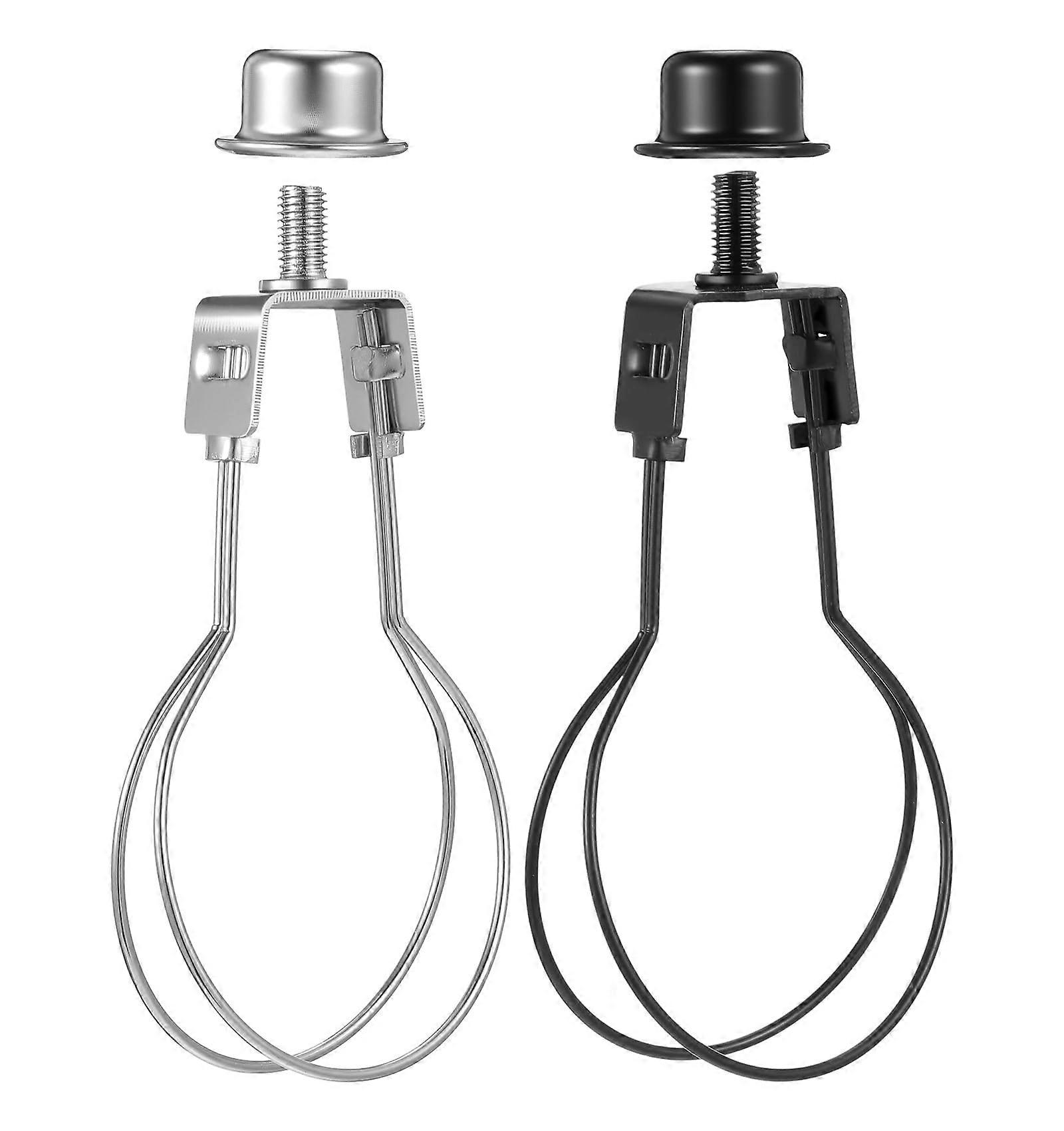 Lamp Shade Adapter Clip On Holder for Bulbs, No Harp Required, Metal, 2pcs Black and Gold