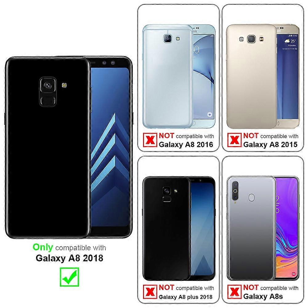 Samsung Galaxy A8 2018 TPU Case - Back Cover with Protective Glass - Two-Tone