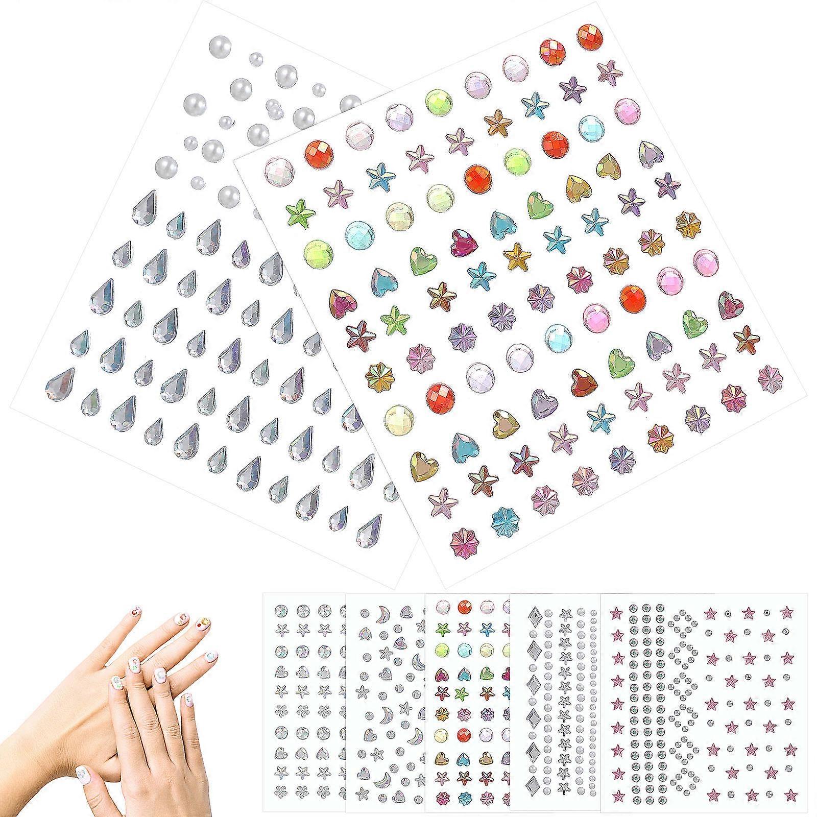 Multi Color Face Rhinestone Stickers for Makeup Use 7 Sheets Glitter Gems
