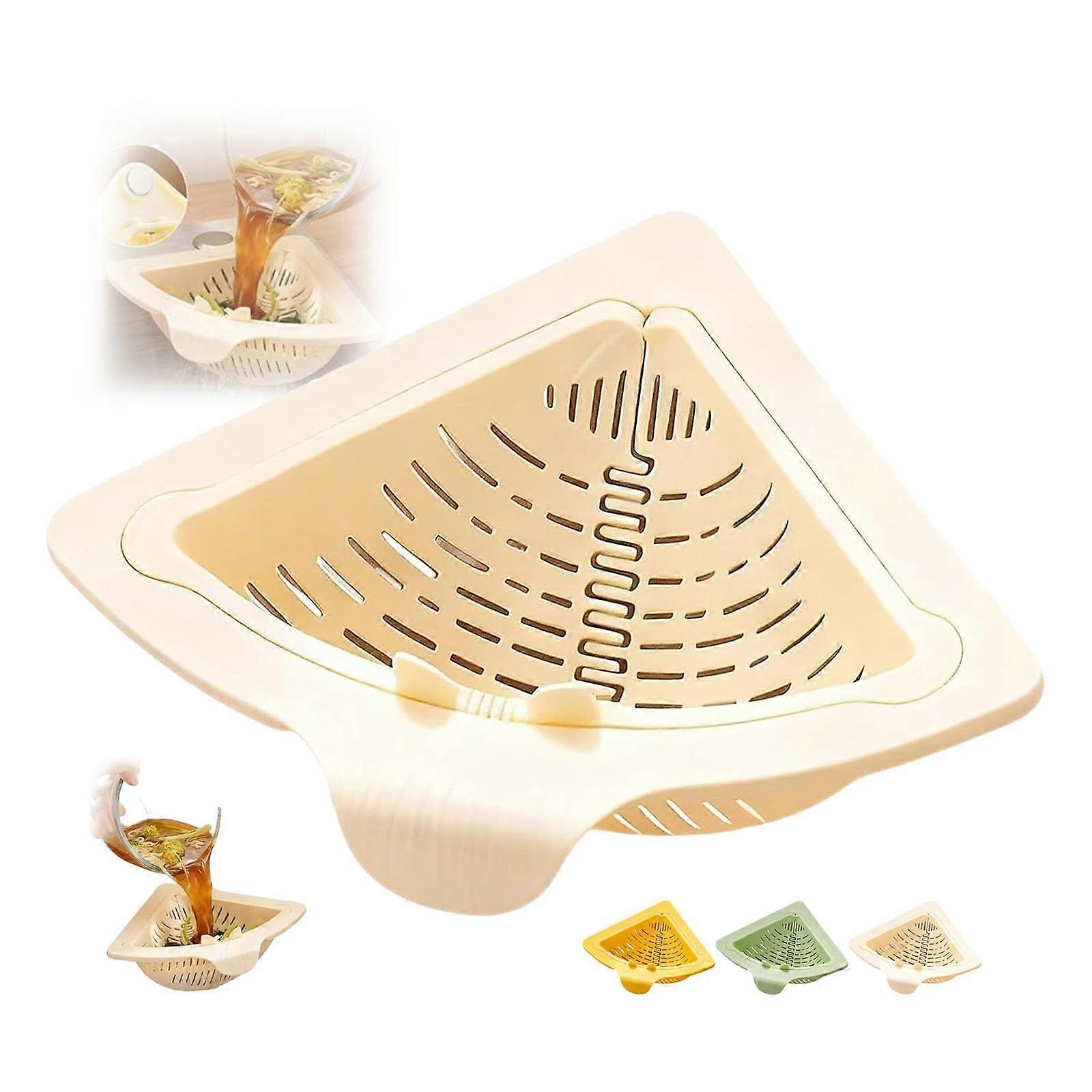 Magnetic Sink Strainer Basket with TwistRelease, Triangular Corner Design, White, 1pc
