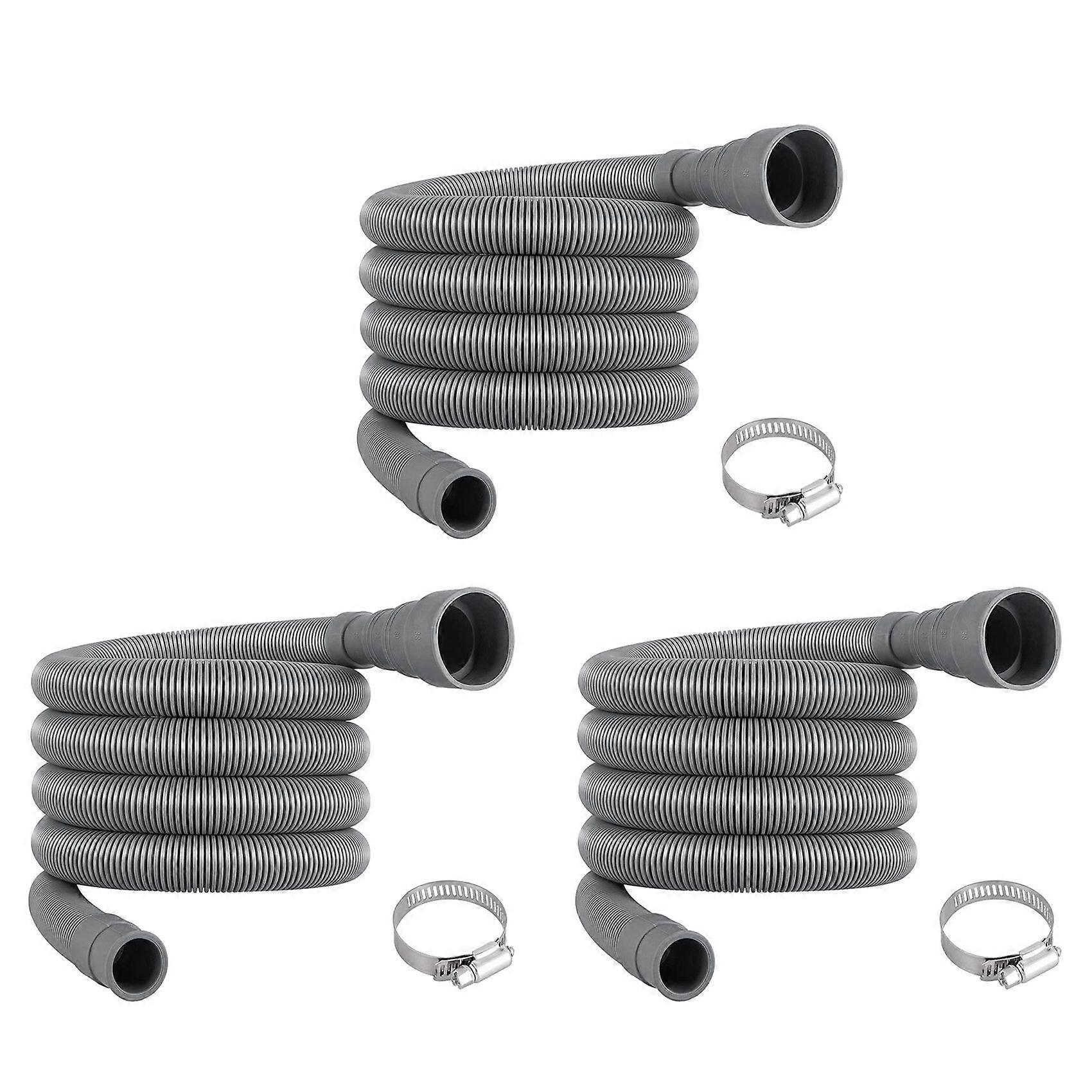 3X Drain Hose Extension Set Universal Washing Machine Hose 6.5Ft, Include Drain Hoses Hose Clamps