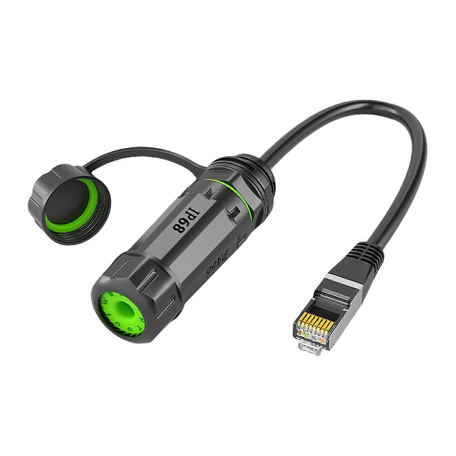 IP68 RJ45 Coupler Gigabit Ethernet, Weatherproof and Dustproof RJ45 Joiner, 25cm
