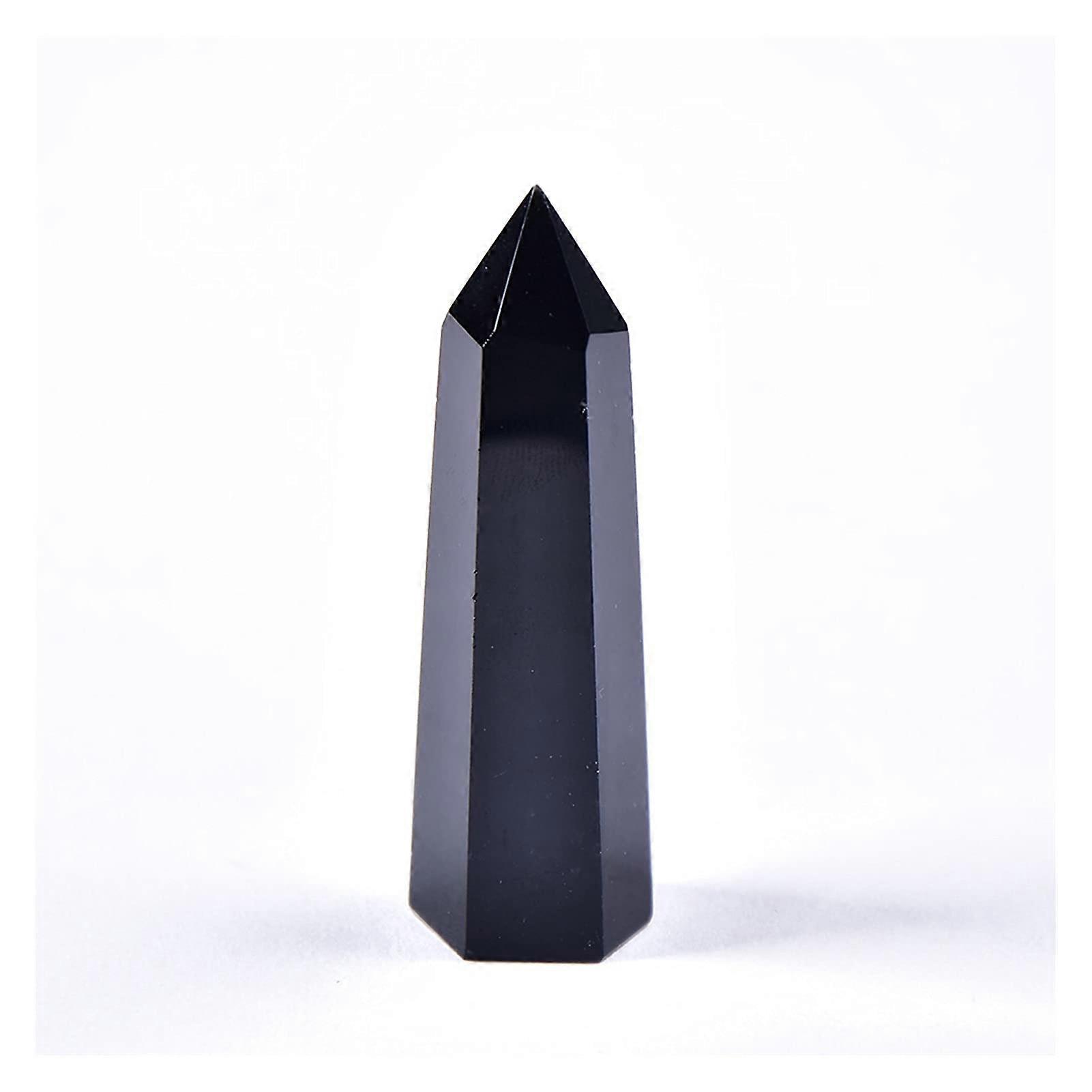 Obsidian Crystal Point 6070mm Natural Quartz Hexagonal Wand for Home Decor and DIY Gift