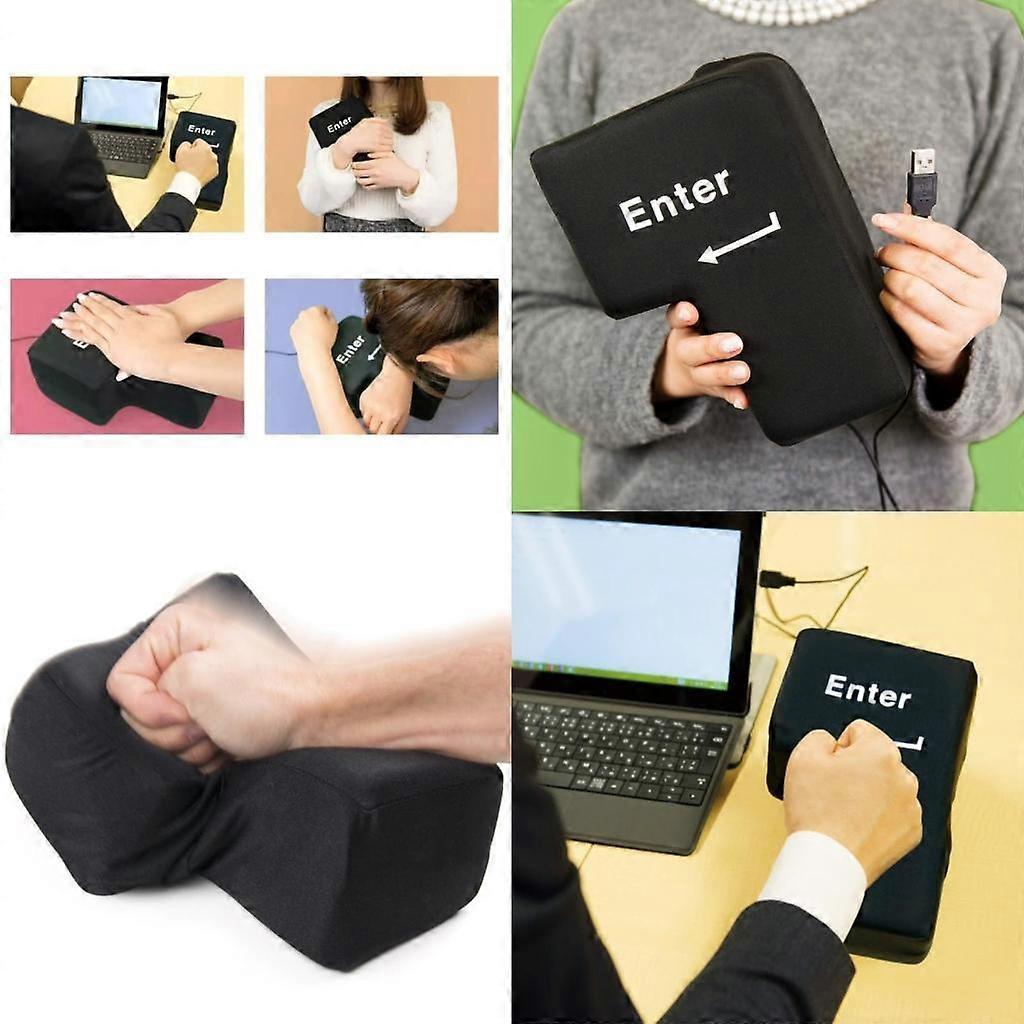 R53C Big Enter Pillow Button USB Enter Replacement Stress Reliever Creative Gift For Office Laptop Computer