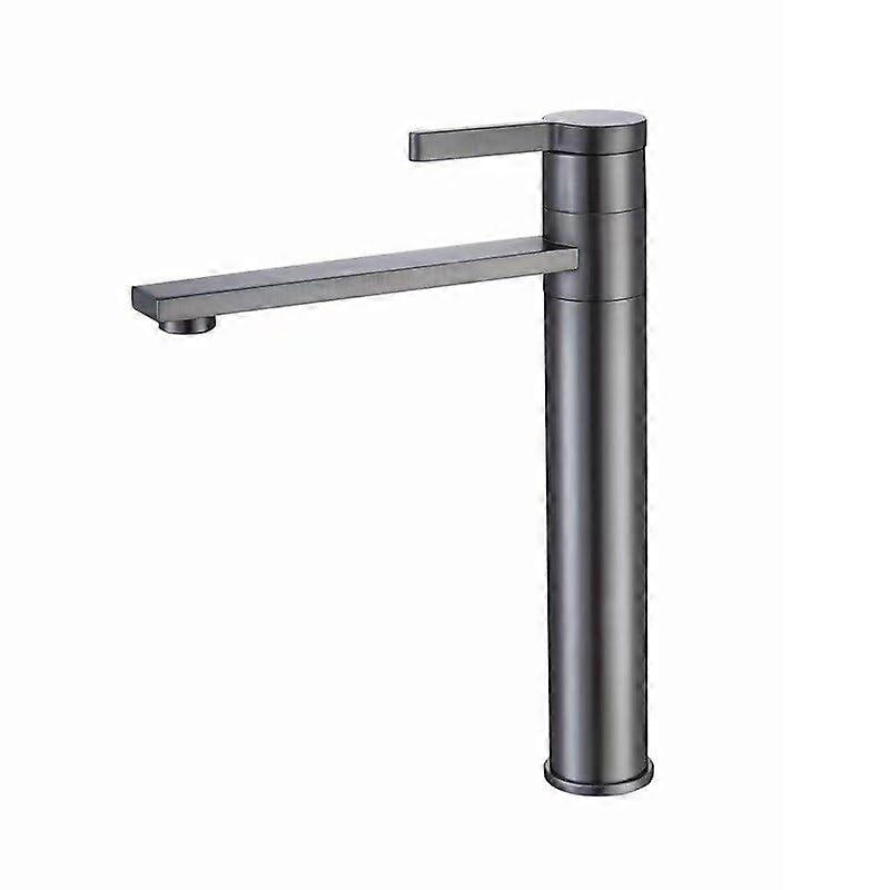 Bathroom Basin Faucet Solid Brass Single Handle Mixer Tap with Rotating Spout Silver Grey