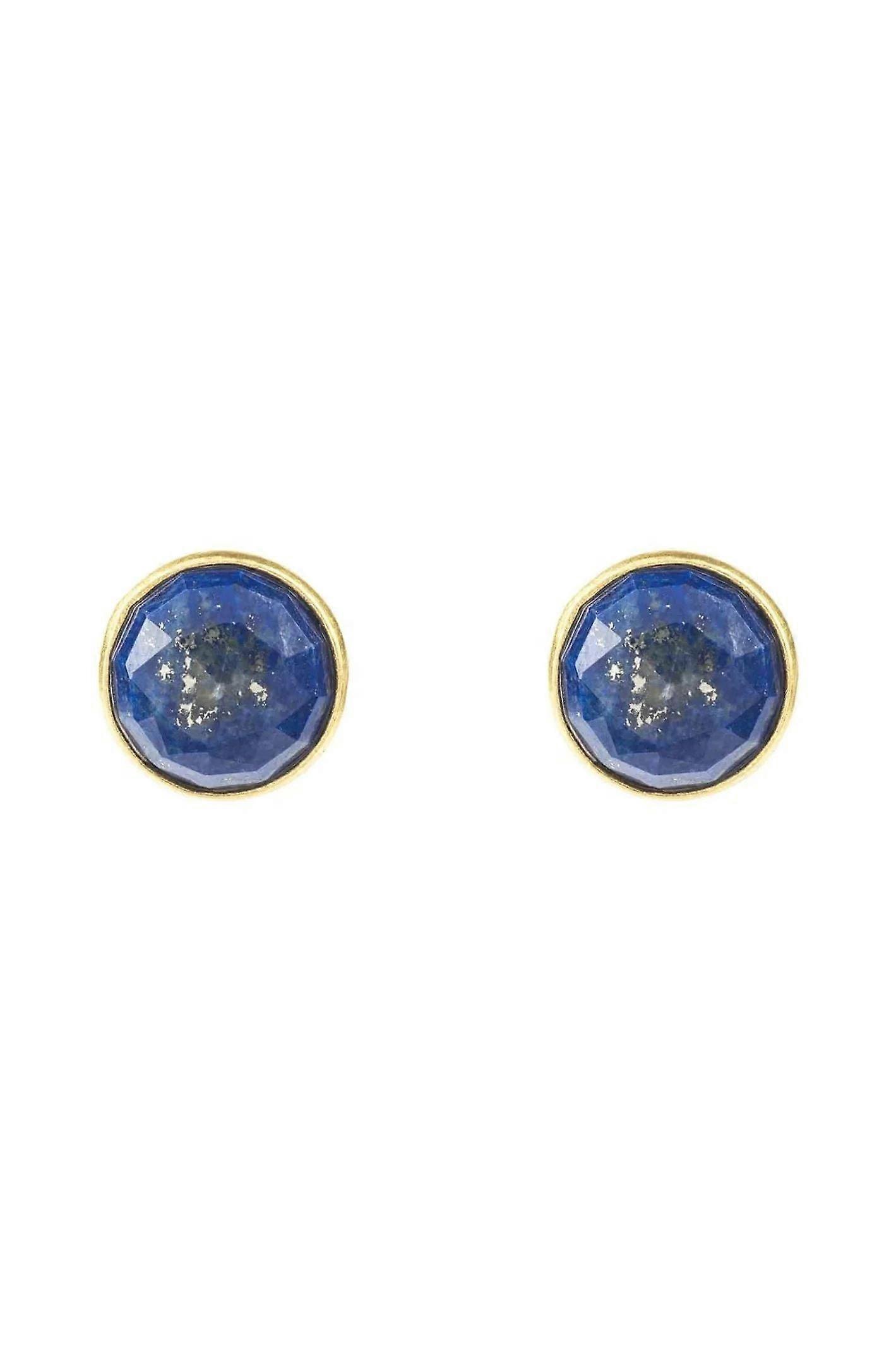 Latelita Women's Gold Lapis Lazuli Circle Earrings - 10mm x 10mm