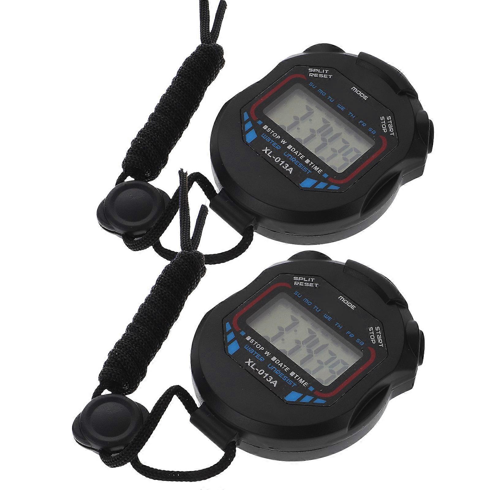 Stopwatch Digital Sports Chronograph Timer with Alarm Feature 2Pcs