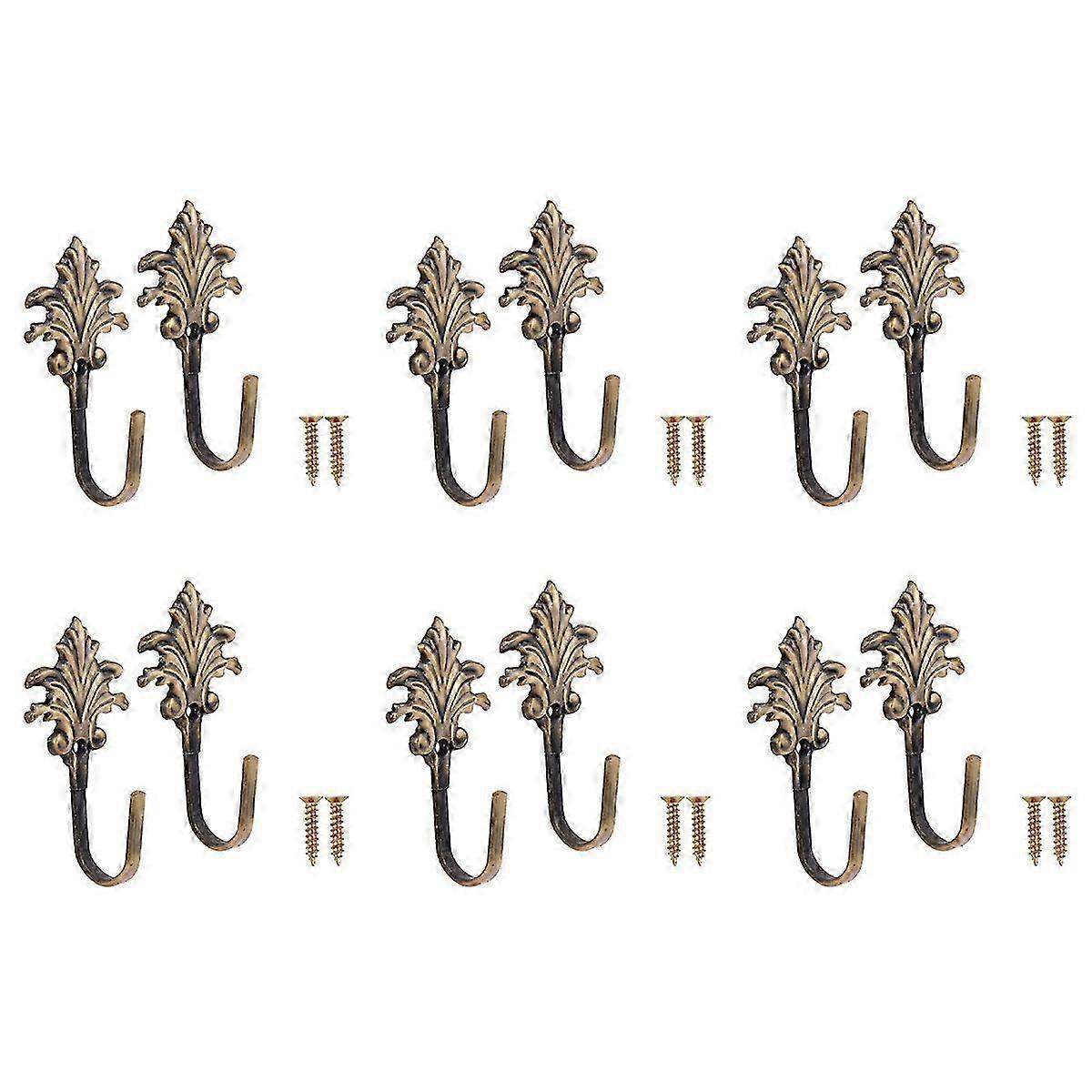 12pcs Vintage Maple Leaf Curtain Tieback Tassel Hooks