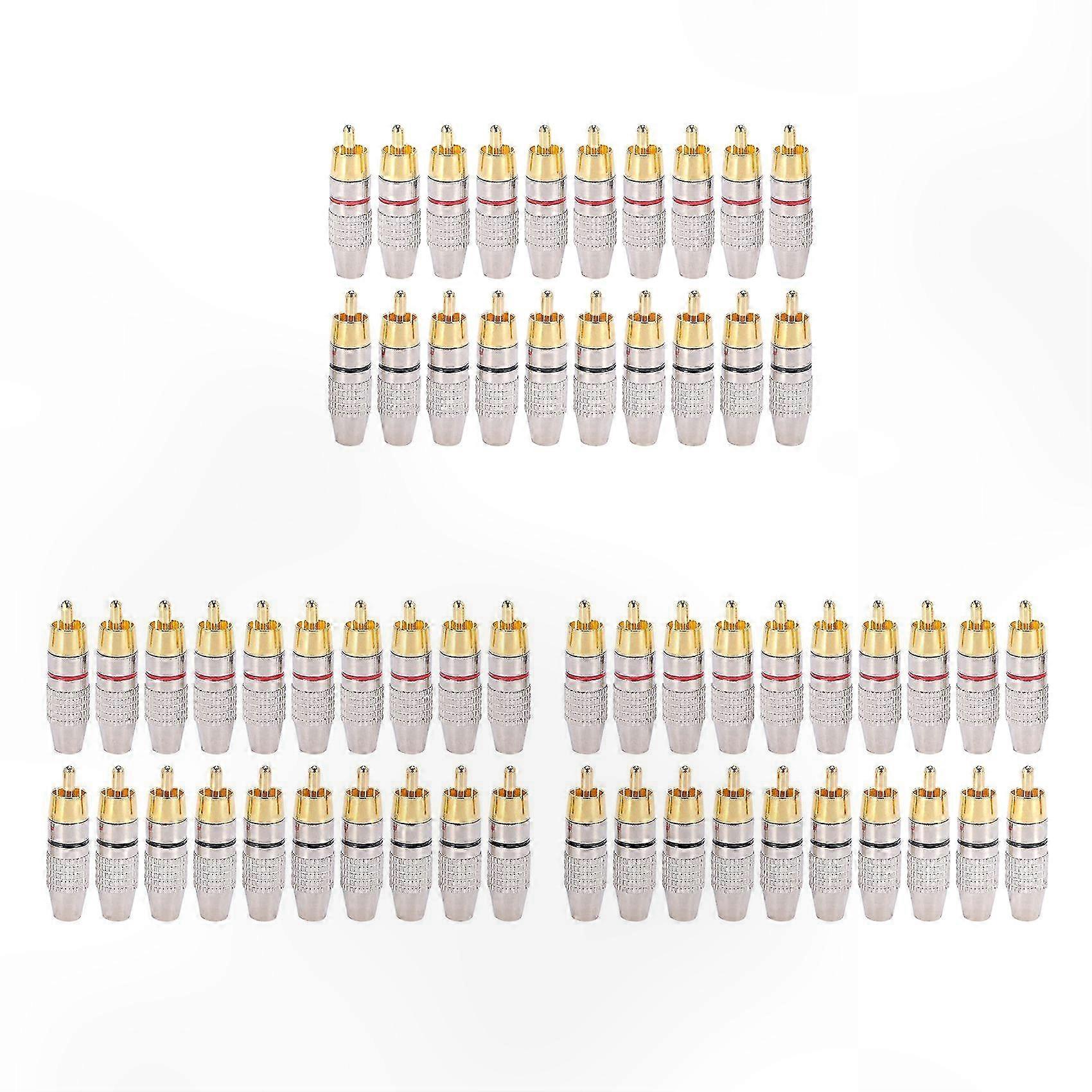 60-Pack Gold-Plated Audio Video Cable Connectors with Locking Plug Design