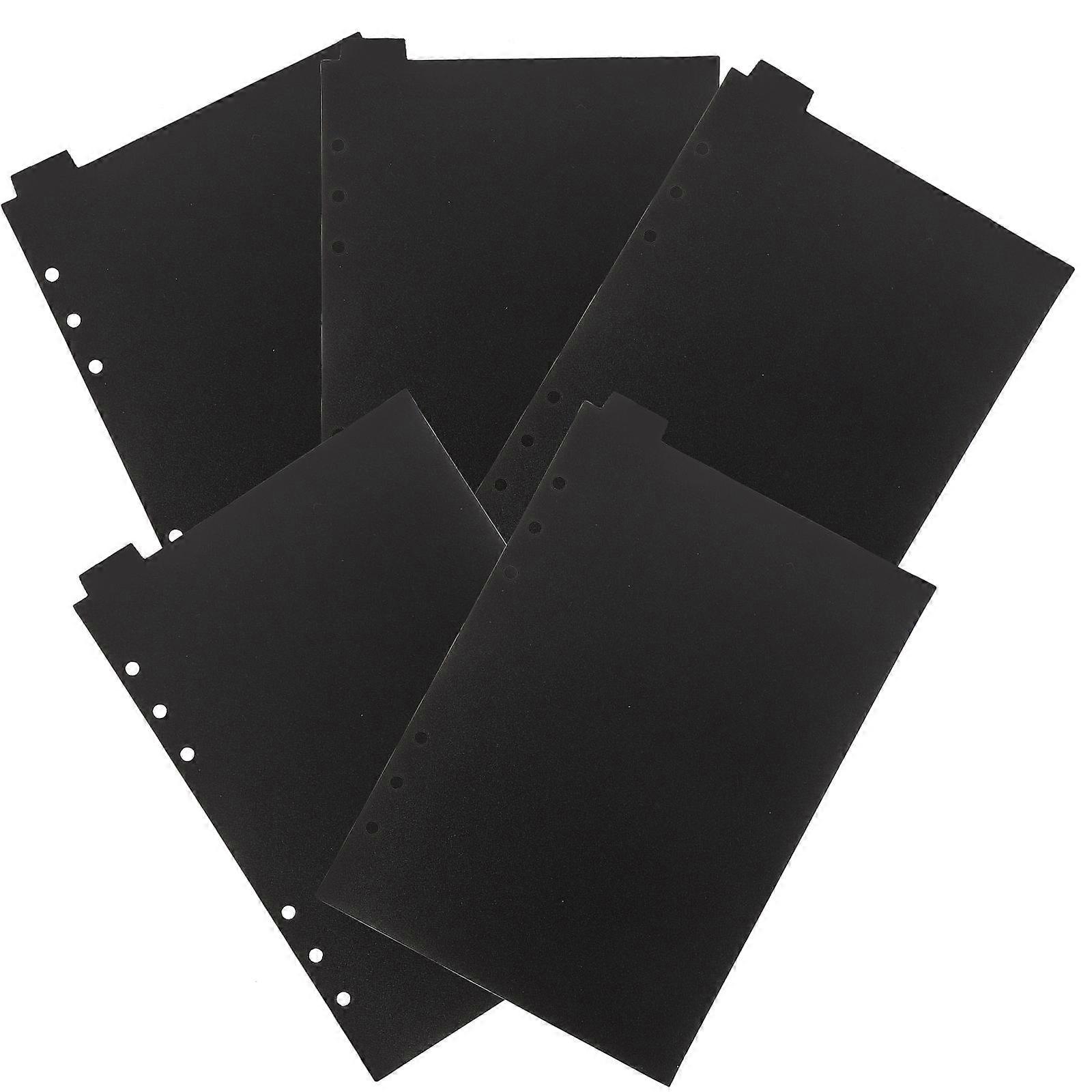 5Pcs Black Plastic Binder Dividers A5 Size For Office Work And School Study Organization