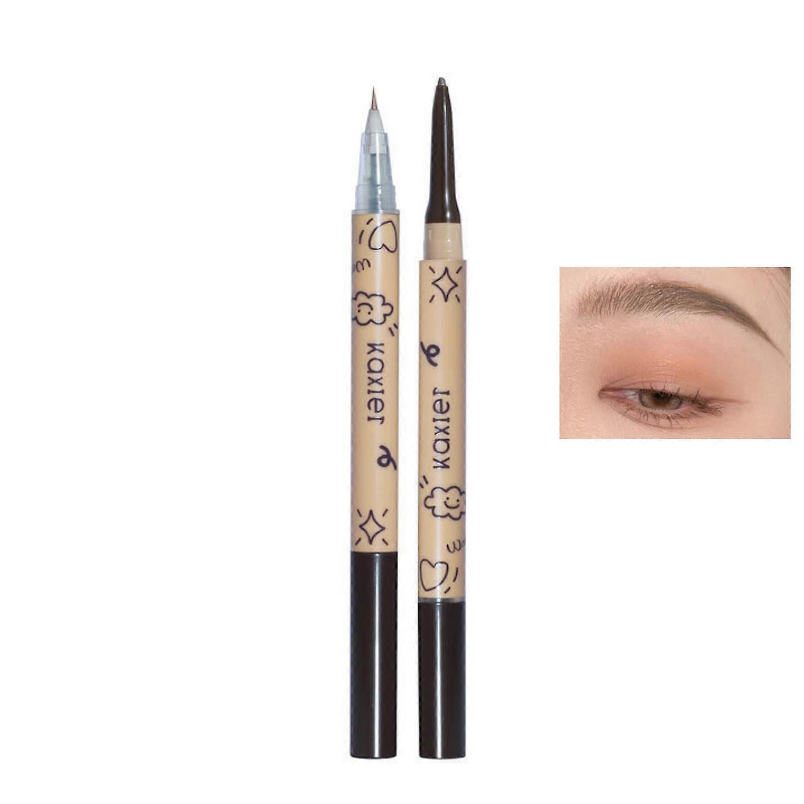 Waterproof Double Headed Eyebrow Pencil Light Brown 2pcs Long Lasting Smudge Proof Precision
