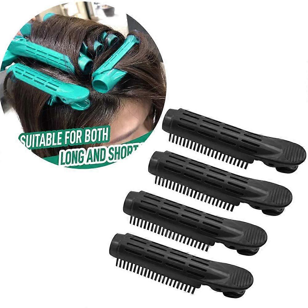 Volumizing Hair Clips with SelfGrip Root Lift Design for Fluffy Styling, 4PCS Black Rollers