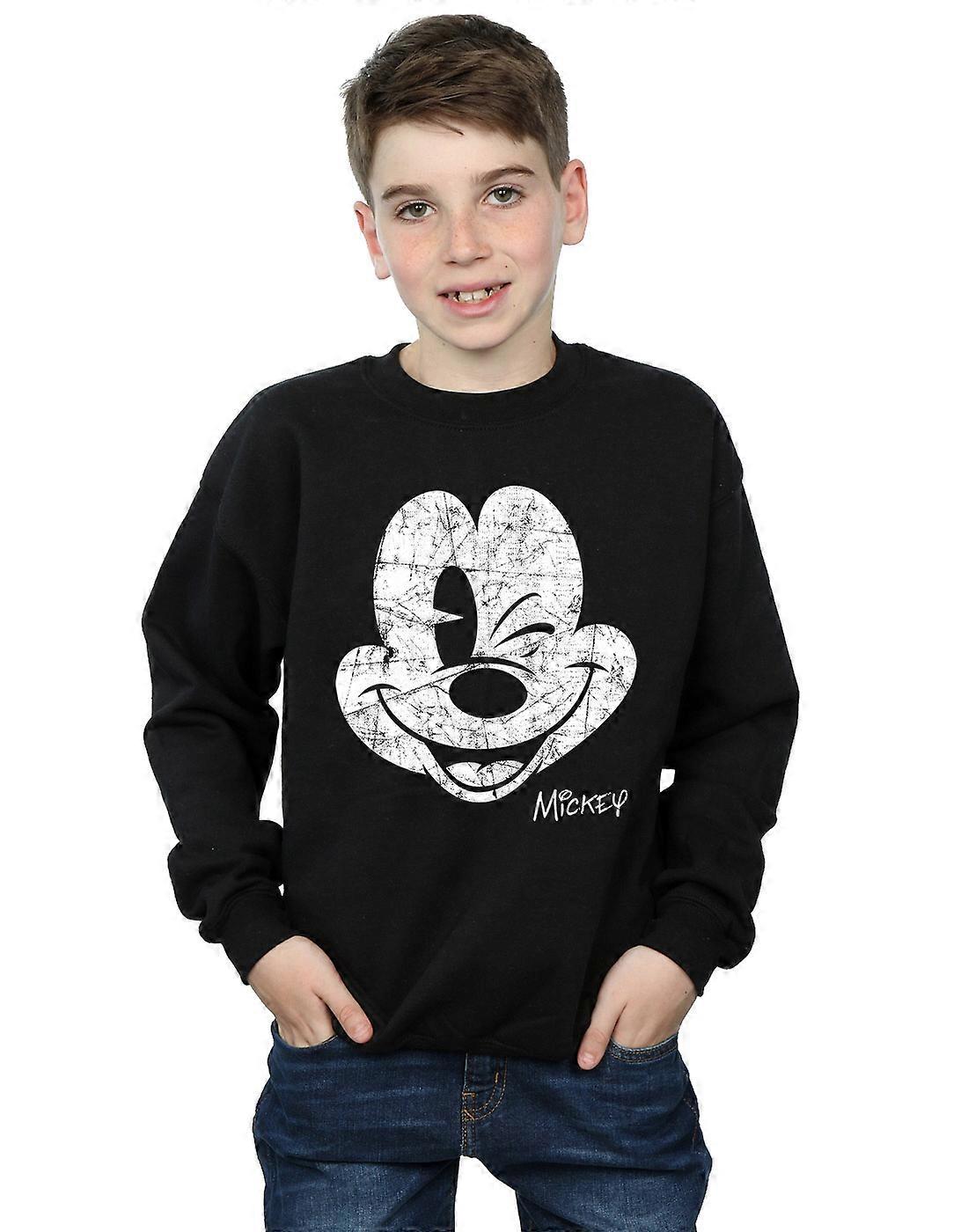 Disney Boys Mickey Mouse Distressed Face Sweatshirt