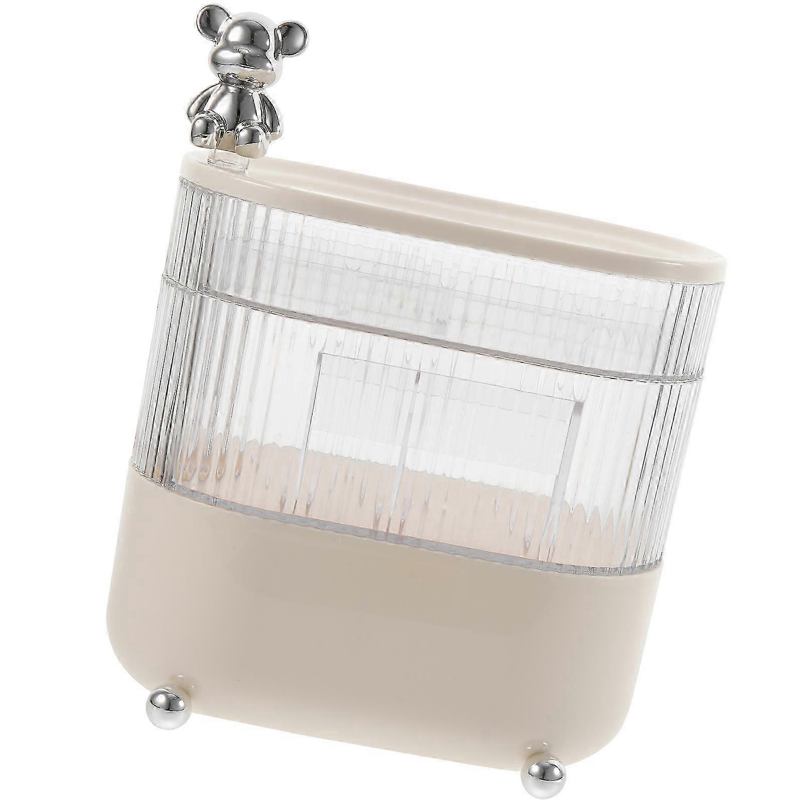 Beige Rotating Cosmetics Storage Box For Dust-proof Organizing 1Pack