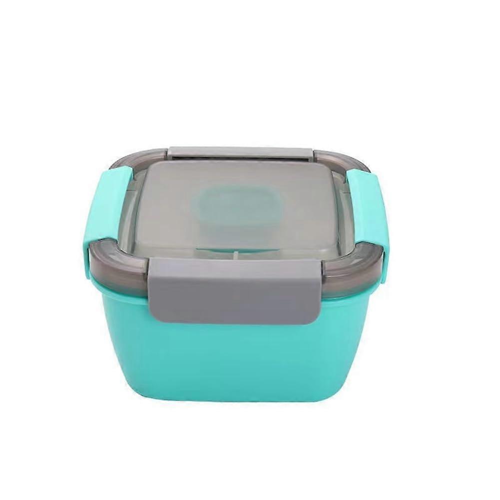 Salad Lunch Container with Dressing Cup, LeakProof Divided Microwaveable Lunch Box with Fork