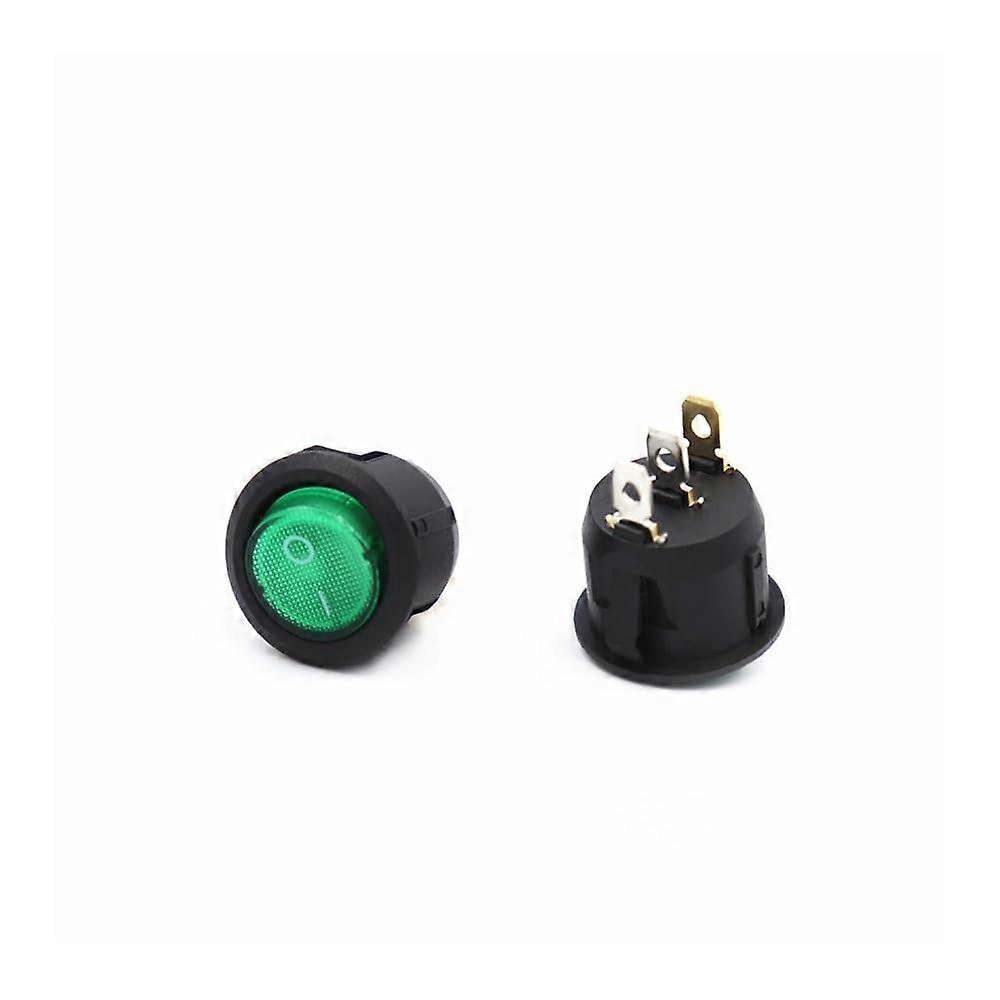 12V LED Rocker Switch KCD1 3Pin Round with Light ON/OFF Green Illuminated Control