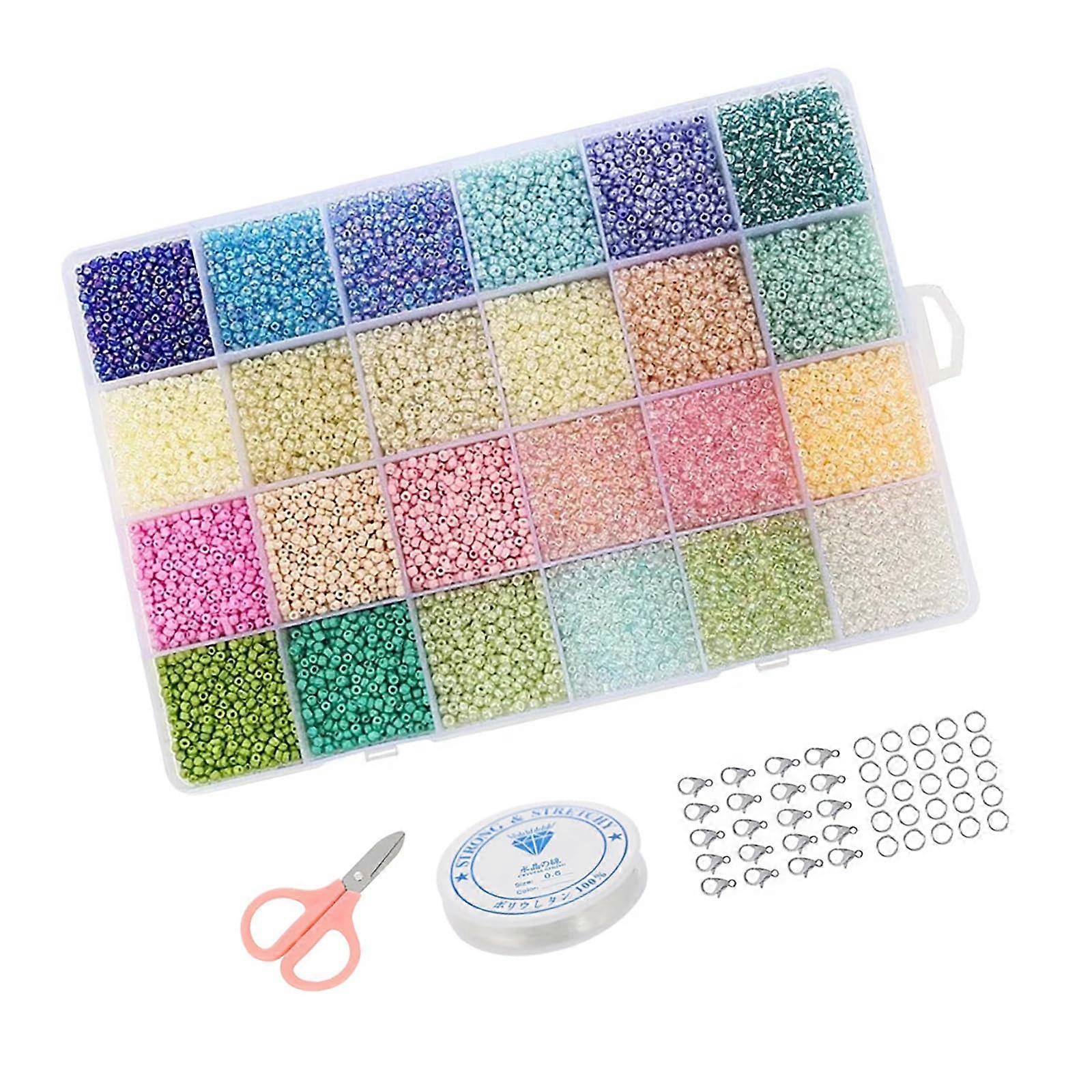 Bead Jewelry Making Kit with 3mm Multicolor Glass Beads, Tools and String for DIY Bracelets