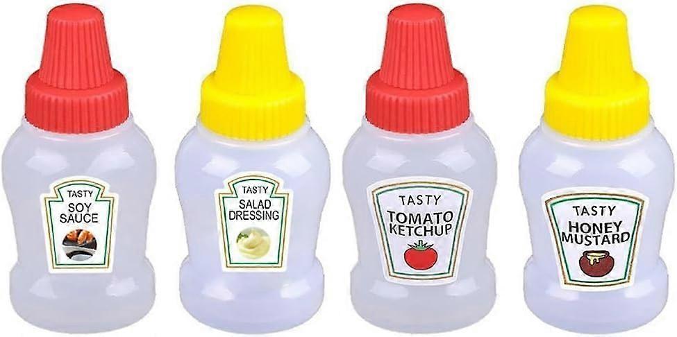4Pcs Mini Squeeze Bottles for Bento Box with Leakproof Screw Cap, Reusable Sauce Containers Ref:7427