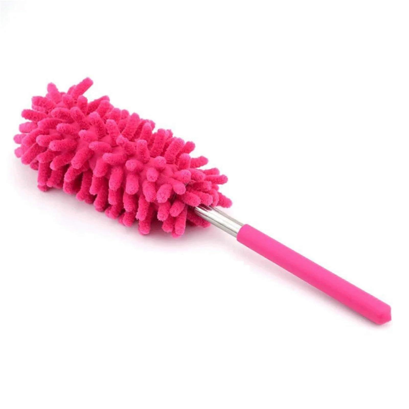 Feather Duster with Telescopic Handle for  Ceilings and Ceiling Fans Rose Pink