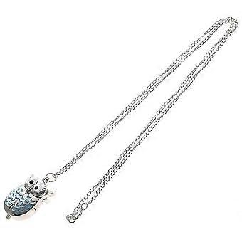 Charming Cartoon Owl Wing Quartz Analog Pocket Watch Pendant Necklace as Xmas Gift