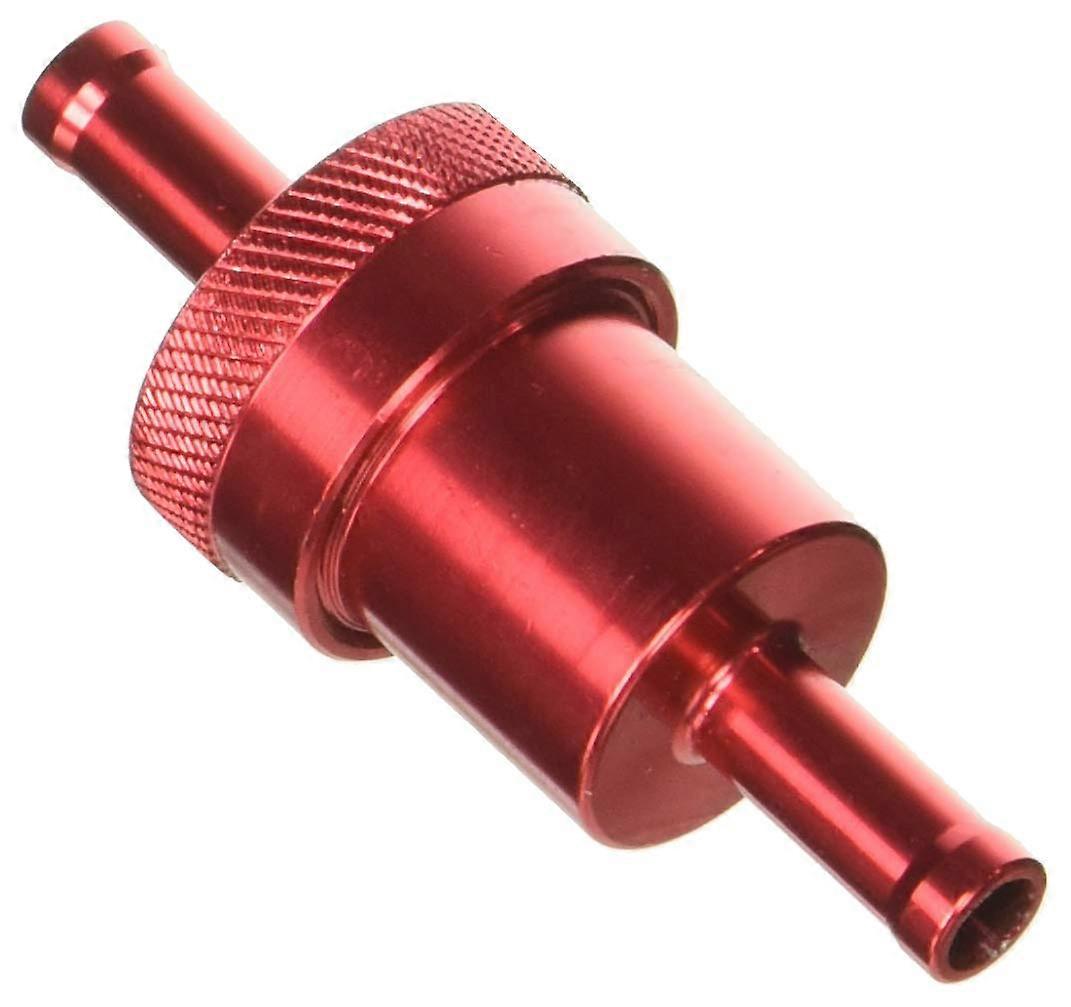 Red 5/16 Inch Inline Fuel Filter with Reusable Bronze Element Protects Fuel System