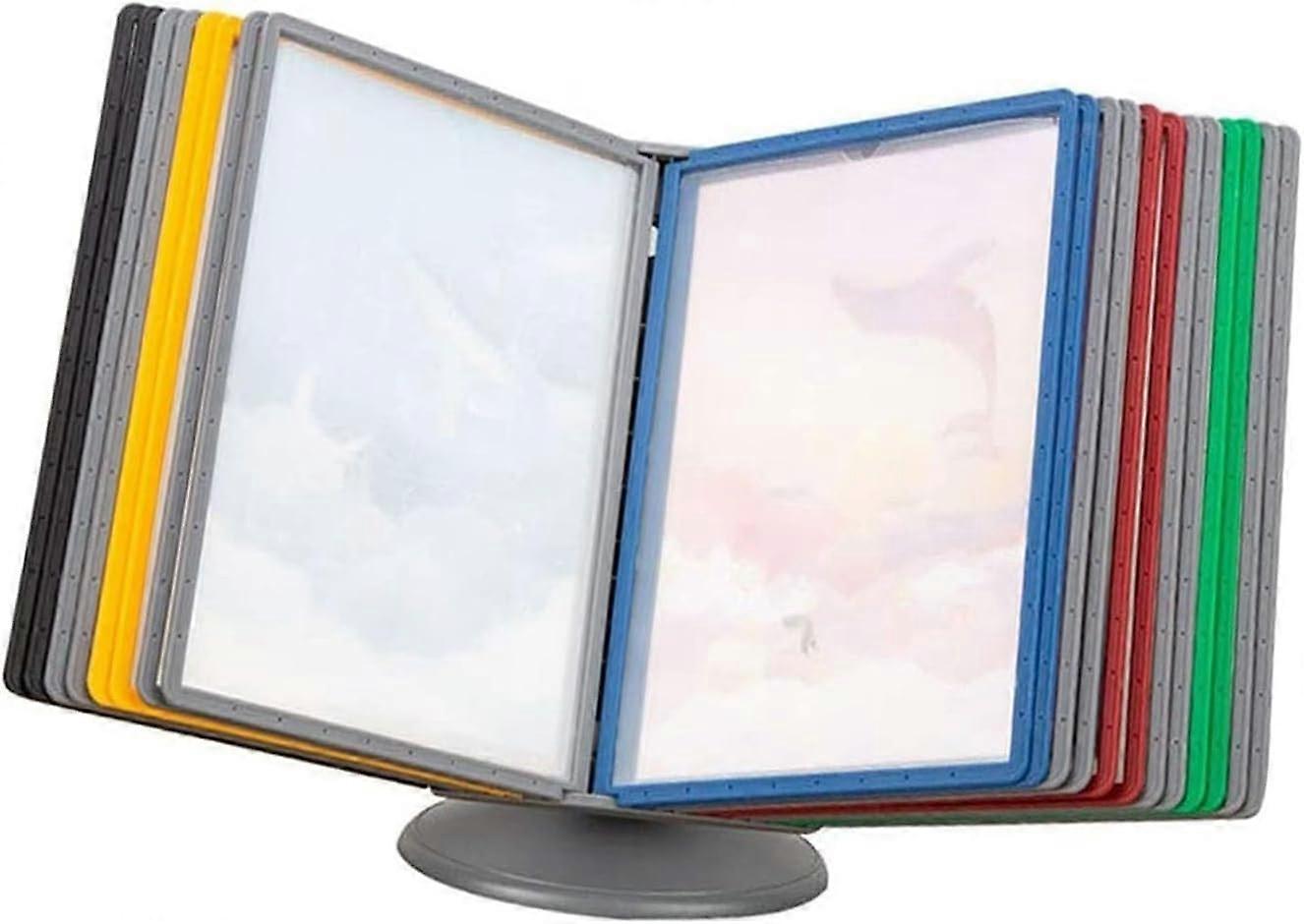 Desktop Reference System with 360° Rotation, AntiGlare A4 Panels, Wall or Desk Mount Catalog Display Rack