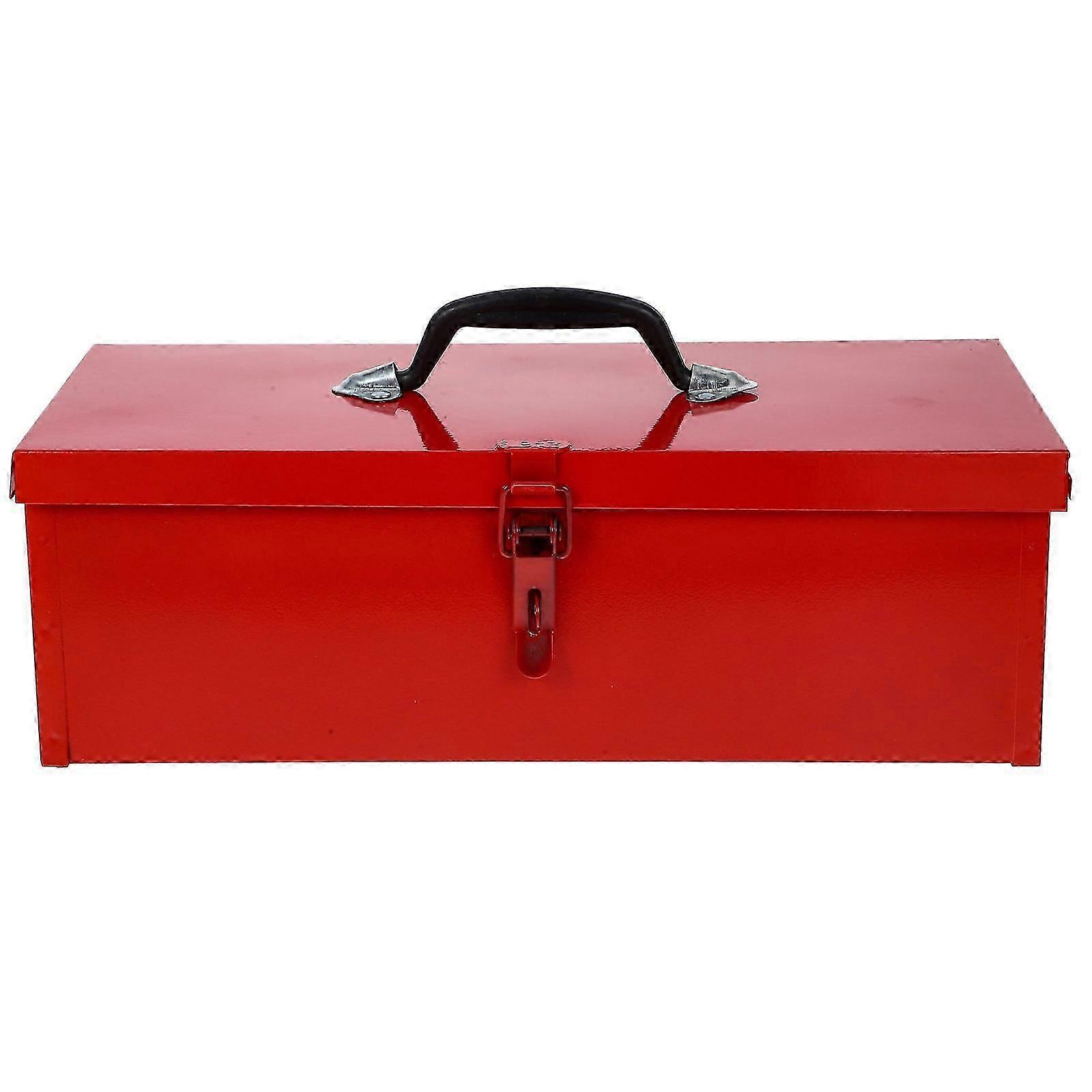 1Pc Iron Sheet Tool Box Household Tool Storage Case Red Portable Toolbox
