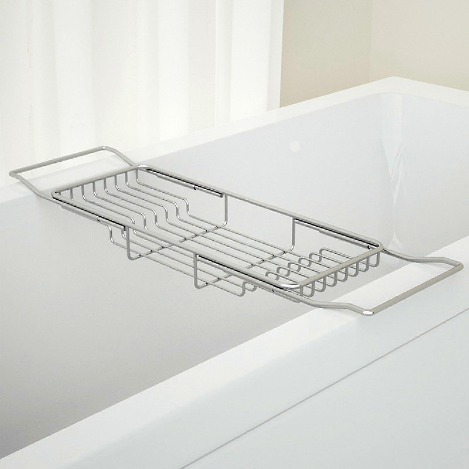 Bathtub Shelf Adjustable Rustproof Stainless Steel Bath Rack with Modern Finish and Organizer