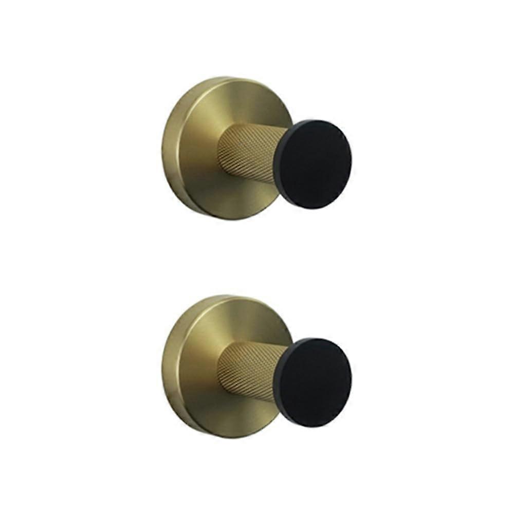 Brushed Gold Bathroom Hooks Set, Modern Black and Gold Robe Hooks, RustResistant, 2 Pcs