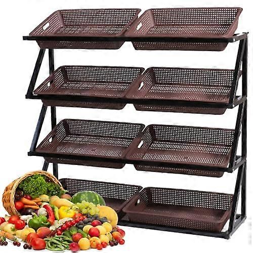 Retail Display Rack for Fruits and Vegetables, 4Tier SpaceSaving Stand with Stable Structure