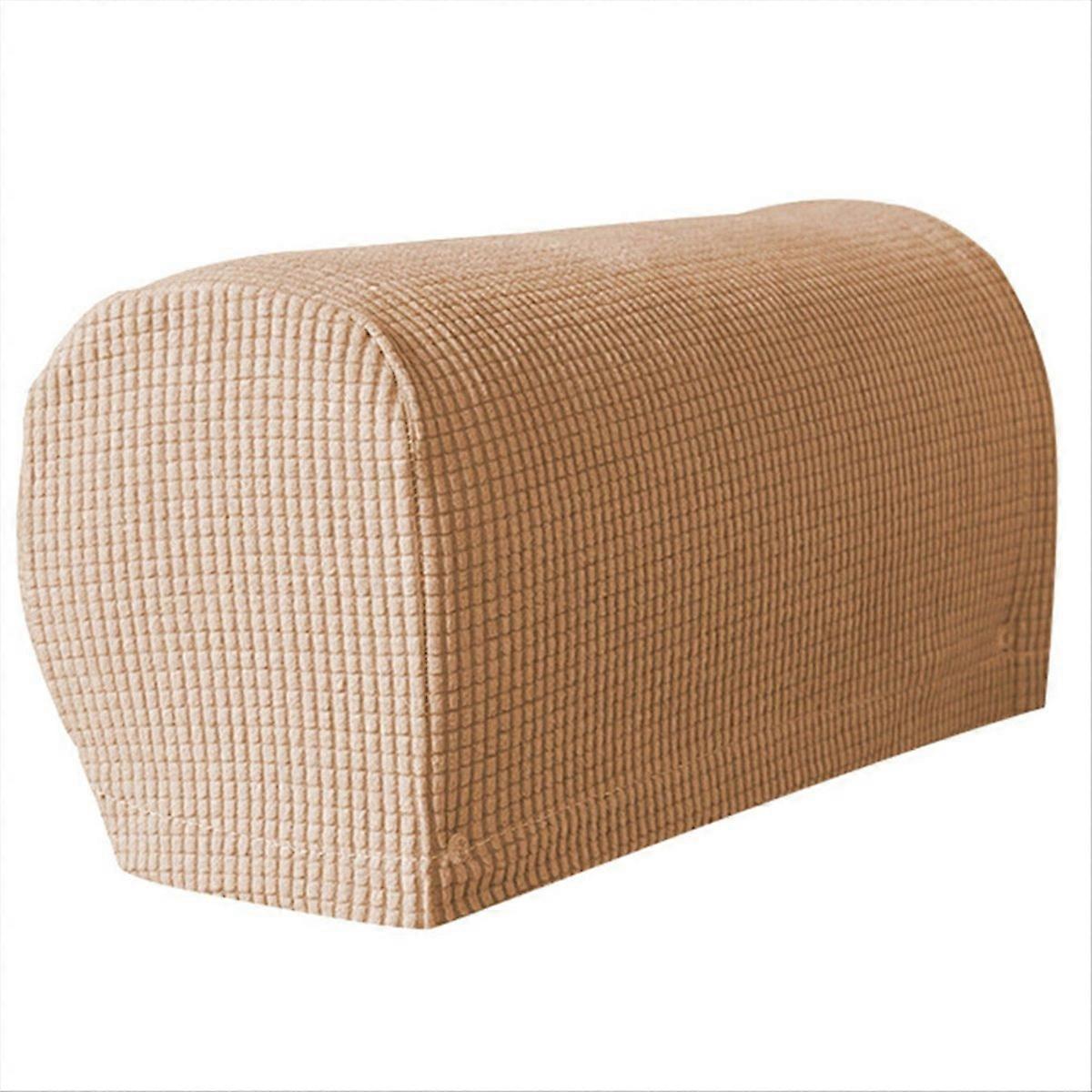 2PCS Soft Stretch Plush Armrest Covers, Couch Arm Covers,Khaki