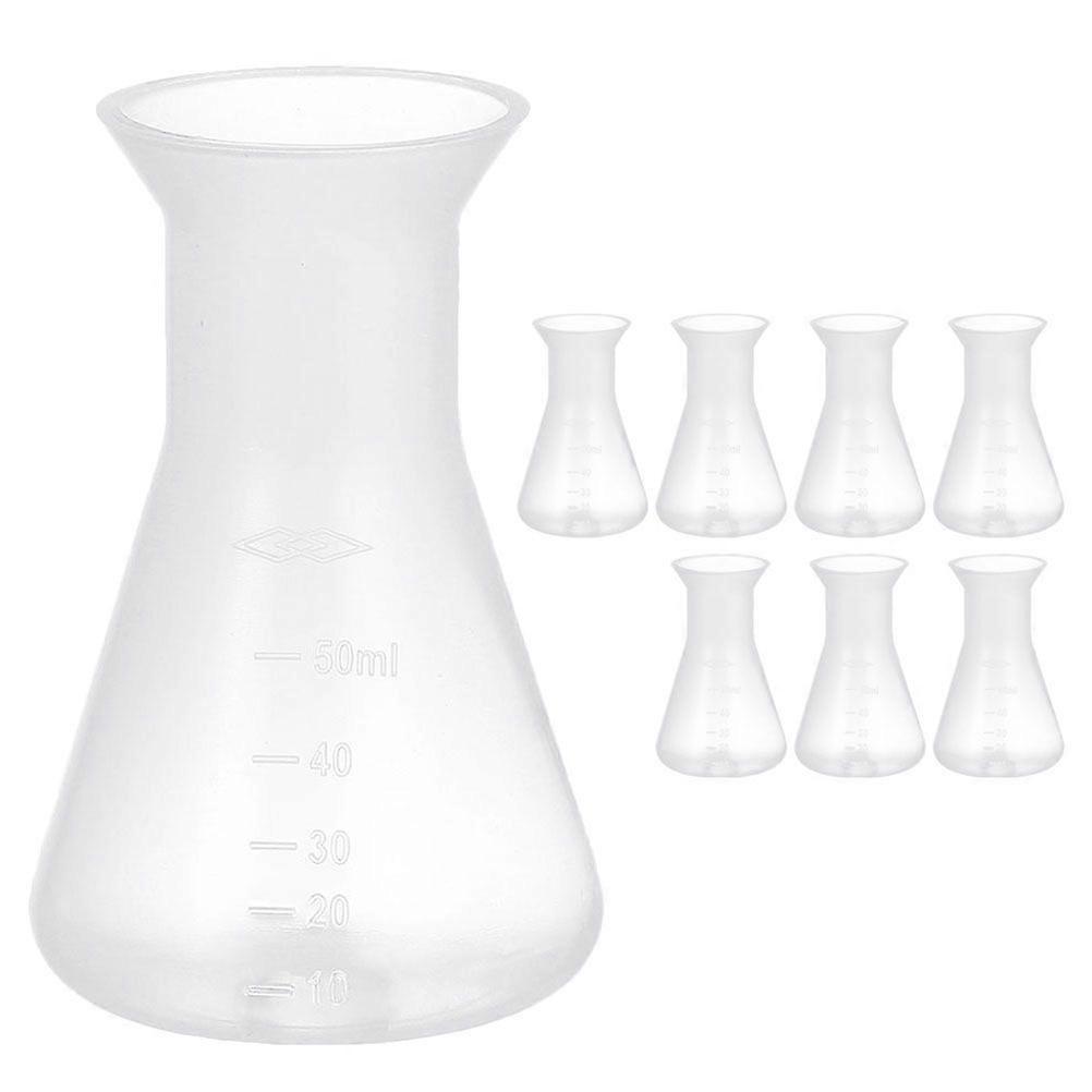 8pcs Labs Erlenmeyer Flasks Science Experiment Flask Conical Flasks Laboratory Scale Flask(50ml)