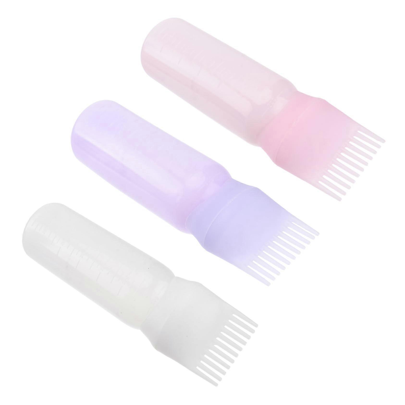 3pcs Hair Dye Applicator Bottle with Comb for Even Color and Precise Root Application