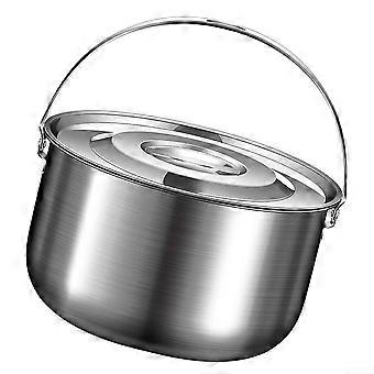 Campingkochgeschirr aus Edelstahl, 2,4 l, mit Deckel und Griff, ideal zum Kochen im Freien und Wandern. Robust.